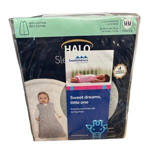 HALO SleepSack Wearable Blanket 6–12M Medium Gray 100% Cotton TOG 0.5 NEW
